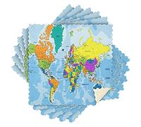 Mnsruu Lot de 6 torchons de cuisine motif carte du monde - Bleu - 28 x 28 cm
