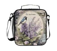 Mnsruu Lovebirds Paris Sac à déjeuner isotherme pour garçons et filles Motif fleurs de lavande Violet