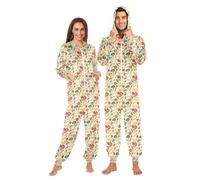 Mnsruu Macaroni Légumes Motif Adulte Combinaison Pyjama Combinaison Zippé Vêtements de Nuit Homewear Party Costume une pièce, Motif légumes macaronis, 3XL