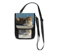 Mnsruu Mignon chat plage voyage portefeuille passeport carte de crédit Gadget Pouch Pouch Bag Unisex Crossbody Wallet Travel Neck Wallet with Adjustable Strap, #01, Taille unique, Mode