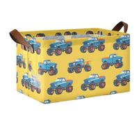Mnsruu Monster Trucks Boîte de rangement pour étagères Motif dessin animé Grand bac de rangement cube étanche Organiseur placard vêtements chambre à coucher