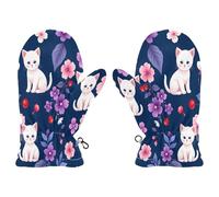 Mnsruu Moufles de neige pour enfants motif chat et fleur pour garçons et filles, gants de ski d'hiver pour tout-petits, multicolore, M Size (Fits 4-6 Years)