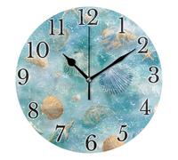 Mnsruu Nice Shells Horloge murale nautique silencieuse et sans tic-tac 25 cm Facile à lire Horloge murale Décoration de cuisine