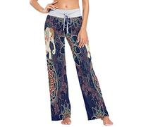 MNSRUU Pantalons de pyjama pour femme avec motif mandala et fleurs - Coupe large - Multicolore - Medium