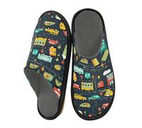 Mnsruu Pantoufles chaudes et pelucheuses pour homme et femme avec semelles antidérapantes pour intérieur/extérieur, Carte de voiture, 37.5/38 EU