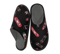 Mnsruu Pantoufles chaudes et pelucheuses pour homme et femme avec semelles antidérapantes pour intérieur/extérieur, Motif de skateboard, 38.5/39 EU