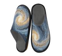 Mnsruu Pantoufles chaudes et pelucheuses pour homme - Motif carte de la galaxie - Semelles intérieures et extérieures antidérapantes, Carte Galaxy, 37.5/38 EU