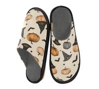 Mnsruu Pantoufles chaudes et pelucheuses pour homme - Motif citrouille magicien - Semelles antidérapantes pour intérieur/extérieur, Motif citrouille magicien, 37.5/38 EU