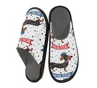 Mnsruu Pantoufles chaudes et pelucheuses pour homme - Motif teckel - Semelles intérieures et extérieures, Dachshund Dog Kiss 2, 40/41 EU