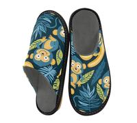 Mnsruu Pantoufles chaudes pour homme et femme avec semelles antidérapantes pour intérieur/extérieur, Monkey Banana, 40/41 EU