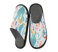 Mnsruu Pantoufles chaudes pour homme et femme avec semelles antidérapantes pour intérieur/extérieur, Algues marines., 42/44 EU