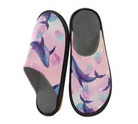 Mnsruu Pantoufles pour homme - Motif baleine - Chaudes et pelucheuses - Semelles antidérapantes pour intérieur/extérieur, Motif minéral baleine, 37.5/38 EU