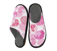 Mnsruu Pantoufles pour homme - Motif cercles et pois - Chaudes et pelucheuses - Semelles antidérapantes pour intérieur/extérieur, Cercles et pois, 37.5/38 EU