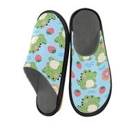 Mnsruu Pantoufles pour homme motif crocodile, fraise, beignet, chaussons chauds et duveteux pour femme, semelles antidérapantes pour intérieur/extérieur, Motif croco et fraise, 40/41 EU