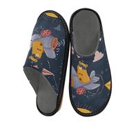 Mnsruu Pantoufles pour homme - Motif ours marron - Avion volant - Chaudes et pelucheuses - Semelles antidérapantes pour intérieur/extérieur, Motif avion volant ours marron, 40/41 EU