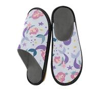 Mnsruu Pantoufles pour homme - Motif sirènes - Chaudes et pelucheuses - Semelles antidérapantes pour intérieur/extérieur, Motif sirènes, 45/46 EU