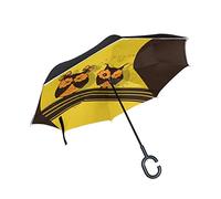 MNSRUU Parapluie inversé / réversible Marron Hiboux Parapluie Pliant Long Parapluie Coupe-vent Double Couche Inversé Autonome pour Homme et Femme