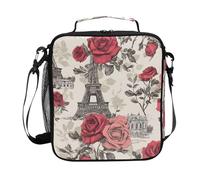 Mnsruu Paris France Tour Eiffel Rose Sac à déjeuner isotherme pour garçons et filles Sac isotherme pour l'école