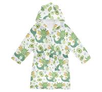 Mnsruu Peignoir à capuche en peluche douce avec motif dinosaure Kiwi pour garçons et filles de 2 à 12 ans, multicolore, 2-3 ans
