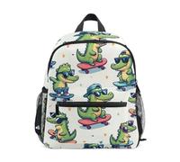 Mnsruu Petit sac à dos d'école pour enfants, joli petit crocodile, planche à roulettes, sac à bandoulière pour enfants préscolaires, sac d'école primaire pour garçons et filles