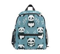 Mnsruu Petit sac à dos d'école pour enfants, motif feuilles de pandas, gris pour tout-petits, sac à dos à bandoulière pour maternelle, sac d'école primaire pour garçons et filles, Pandas Leaf Grey, S