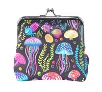 Mnsruu Porte-monnaie portable pour femmes et filles - Jolie méduse noire - Mini porte-monnaie en cuir pour femmes et filles - Pour cartes de crédit, clés, pièces de monnaie, casque, #01, Taille