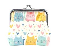 Mnsruu Porte-monnaie portable pour femmes et filles, jolis chats heureux, cœurs colorés, mini porte-monnaie en cuir pour femmes et filles, cartes de crédit, clés, pièces de monnaie, casque, #02,