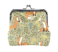 Mnsruu Porte-monnaie portable pour femmes et filles, style vintage, mignon, renard, floral, champignon, mini porte-monnaie en cuir pour femmes et filles, cartes de crédit, clés, pièces de monnaie,