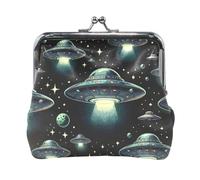 Mnsruu Porte-monnaie portable pour femmes et filles UFO dans Cosmos Space Pouch Mini sac à main Kiss-Lock Change Wallet Petit porte-monnaie en cuir pour femmes filles cartes de crédit, clés, pièces de
