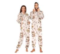 Mnsruu Pyjama grenouillère pour adulte pour homme et femme - Motif marmotte rose - Combinaison une pièce - Vêtement de nuit à capuche, multicolore, XS