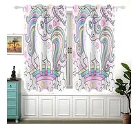 Mnsruu Rideau occultant isolé Motif licorne avec crinière arc-en-ciel Rose 137 x 140 cm