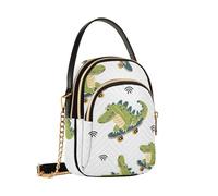 Mnsruu Sac à bandoulière crocodile de dessin animé pour femme, sac à main amovible, sac à main pour téléphone, sac à main à bandoulière, portefeuille