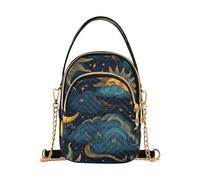 Mnsruu Sac à bandoulière pour femme avec sangle réglable Motif lune, soleil, galaxie, astrologie