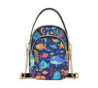 Mnsruu Sac à bandoulière pour femme - Motif dessin animé - Monde sous-marin - Petit sac à bandoulière - Sac à main avec sangle réglable
