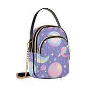 Mnsruu Sac à bandoulière pour femme, motif lunes planètes et constellations, sac à main amovible, sac à main pour téléphone, sac à main à bandoulière