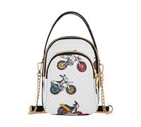 Mnsruu Sac à bandoulière pour femme - Motif moto et voiture - Petit sac à bandoulière avec sangle réglable