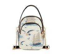 Mnsruu Sac à bandoulière pour femme motif voilier, mouette, océan, sac à main, petit sac à bandoulière avec sangle réglable
