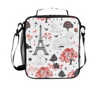 Mnsruu Sac à déjeuner isotherme avec bandoulière pour garçons et filles Motif Paris Towers