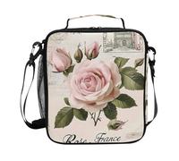 Mnsruu Sac à déjeuner isotherme pour garçons et filles Motif roses rétro Paris France