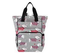 Mnsruu Sac à dos à langer imperméable pour bébé Motif teckel rayé pour mamans et papas