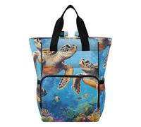 Mnsruu Sac à dos à langer pour bébé avec deux tortues de mer, grand sac étanche pour les mamans et les papas