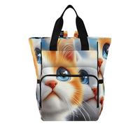 Mnsruu Sac à dos à langer pour bébé - Deux chats mignons - Grand sac étanche pour les mamans et les papas