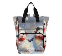 Mnsruu Sac à dos à langer pour bébé - Deux pingouins - Grand sac étanche pour les mamans et les papas