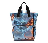 Mnsruu Sac à dos à langer pour bébé - Double dragon confrontation - Grand sac étanche pour les mamans et les papas