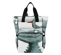 Mnsruu Sac à dos à langer pour bébé Motif tête d'alligator et oiseau Grand sac étanche pour les mamans et les papas