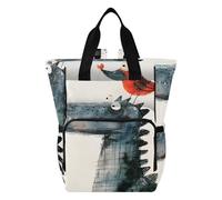 Mnsruu Sac à dos à langer pour bébé, motif tête d'alligator et oiseau rouge, grand sac étanche pour les mamans et les papas