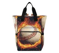 Mnsruu Sac à dos à langer pour bébé, sac à dos de baseball, magma flamme, grand sac étanche pour les mamans et les papas