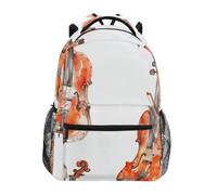 Mnsruu Sac à dos blanc avec violon pour filles, garçons, enfants, étudiants, ordinateur portable, voyage