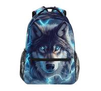Mnsruu Sac à dos bleu Lightning Wolf pour étudiants, garçons et filles, sac d'école, sac à dos de voyage, sac à dos décontracté