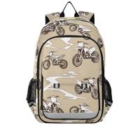 Mnsruu Sac à dos de moto marron dessin animé pour garçons et filles, sacs d'école, sac à dos pour ordinateur portable, sac à dos de voyage, sac à dos de voyage, sac